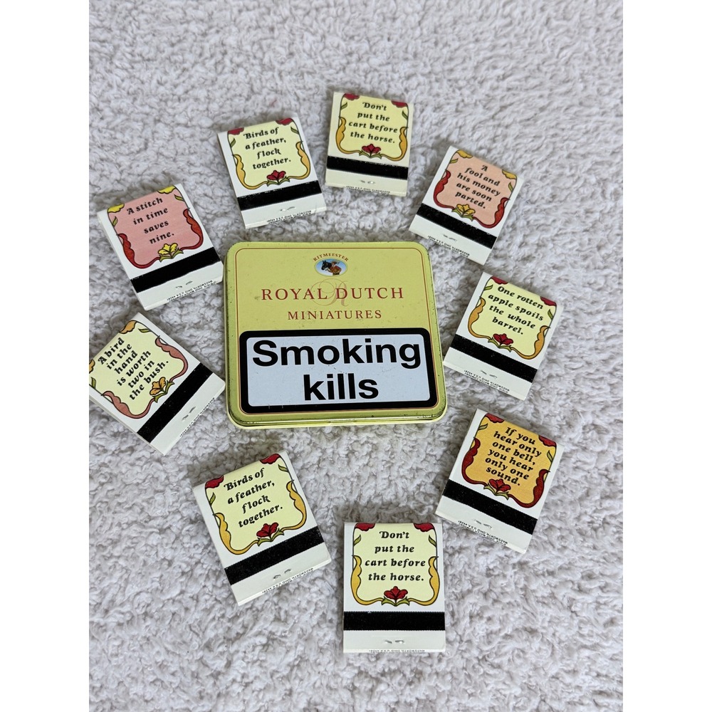 Vintage 1978 Ohio Match Company Proverb Matchbooks & Royal Dutch Miniatures Tin